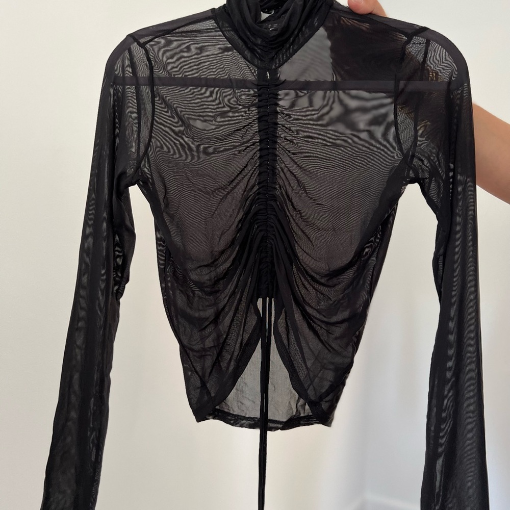 Sheer turtle neck top.